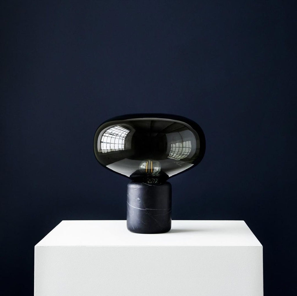 Lampe à poser moderne Eyolf en Marbre Fumé gris et noir