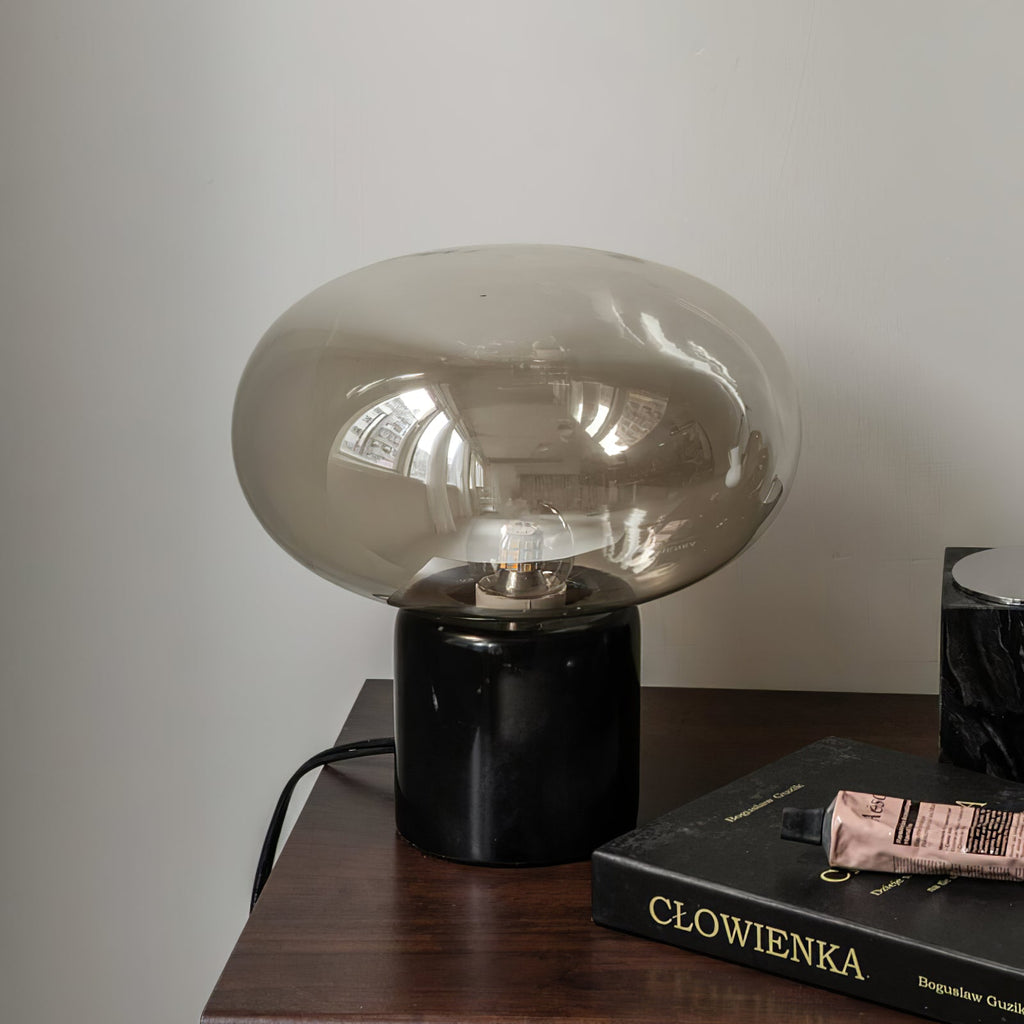 Lampe à poser moderne Eyolf en Marbre Ambre et noir