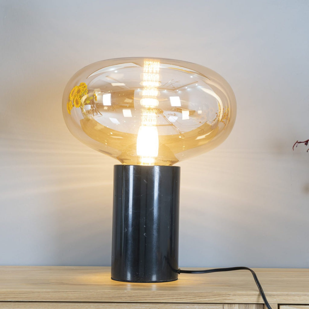Lampe à poser moderne Eyolf en Marbre Ambre et noir