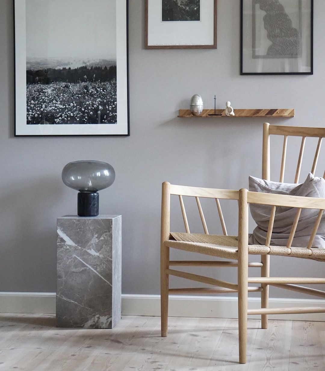 Lampe à poser moderne Eyolf en Marbre Fumé gris et noir