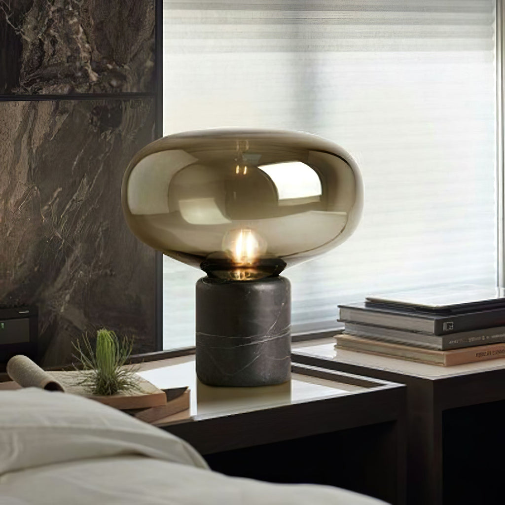 Lampe à poser moderne Eyolf en Marbre Ambre et noir