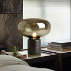 Lampe à poser moderne Eyolf en Marbre Fumé gris et noir