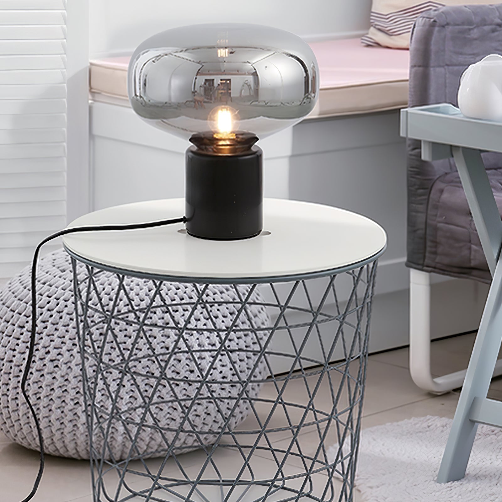 Lampe à poser moderne Eyolf en Marbre Ambre et noir