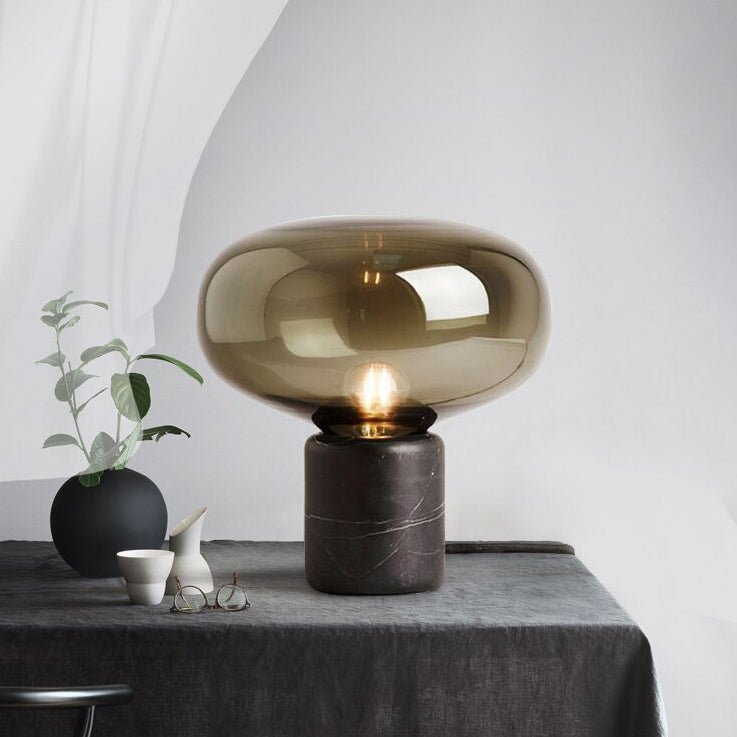 Lampe à poser moderne Eyolf en Marbre Fumé gris et noir