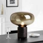 Lampe à poser moderne Eyolf en Marbre Fumé gris et noir