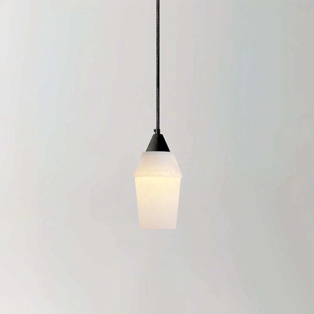 Suspension moderne Wolfe en Albâtre Noir et blanc