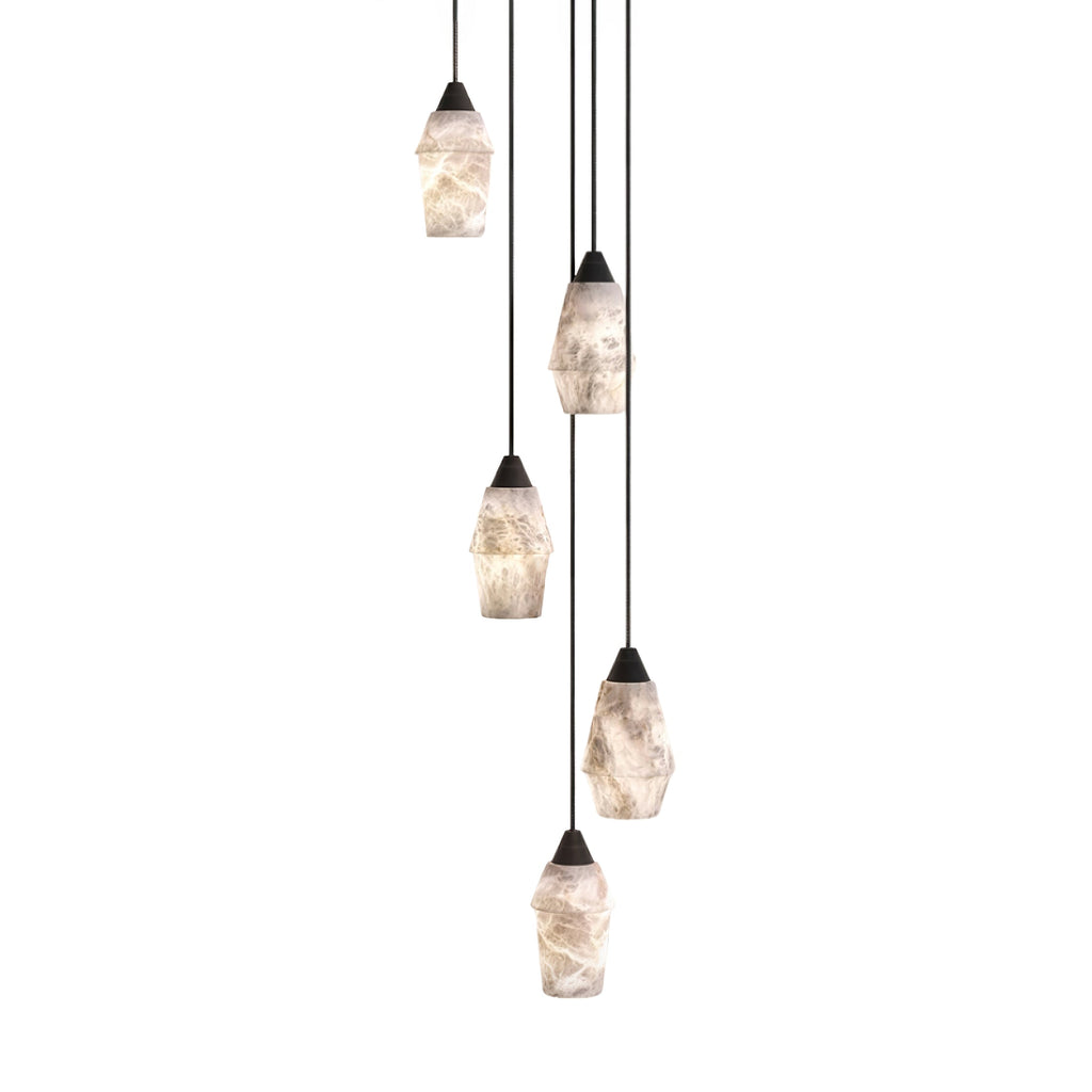 Suspension moderne Wolfe en Albâtre Noir et blanc