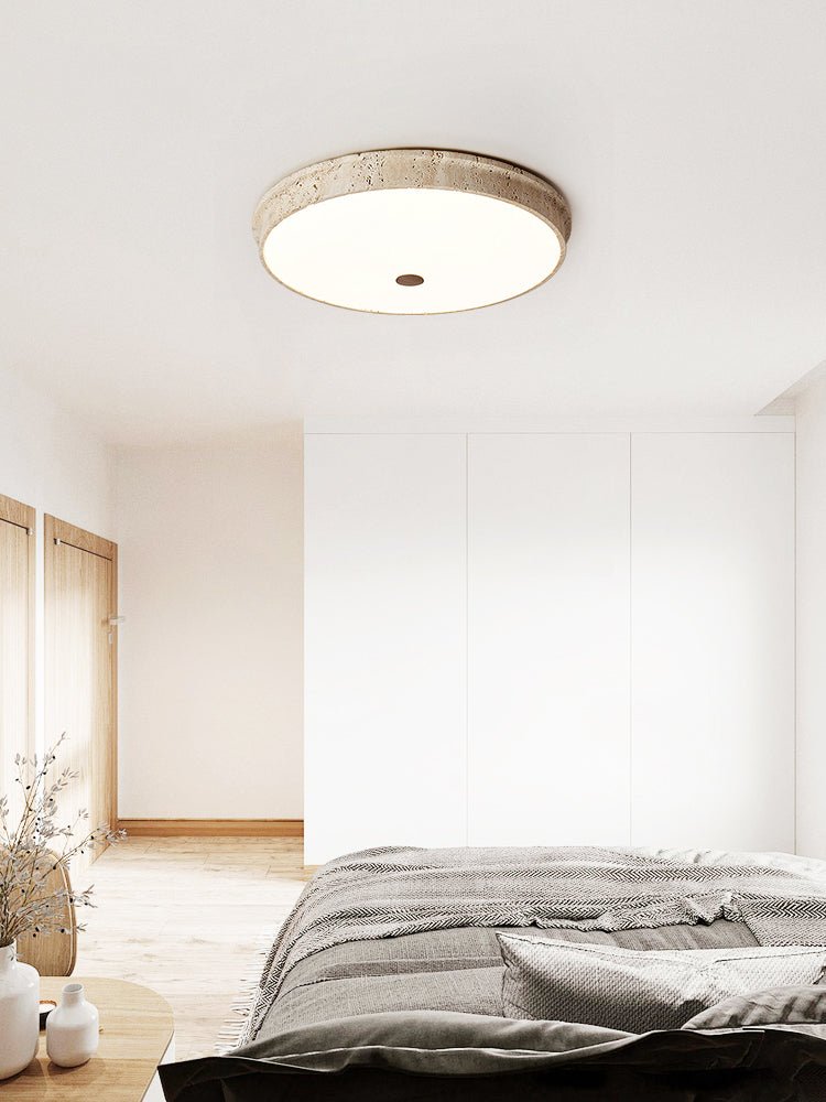 Plafonnier moderne Orell en pierre Travertin jaune et blanc