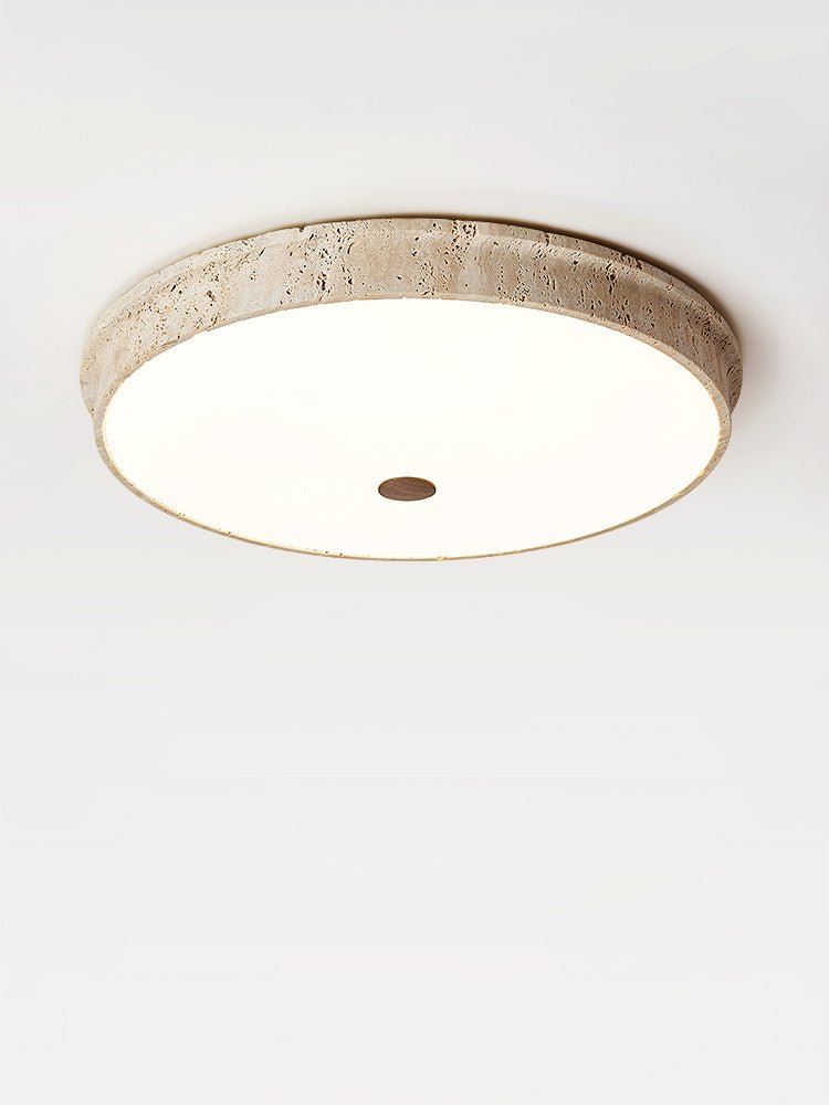 Plafonnier moderne Orell en pierre Travertin jaune et blanc