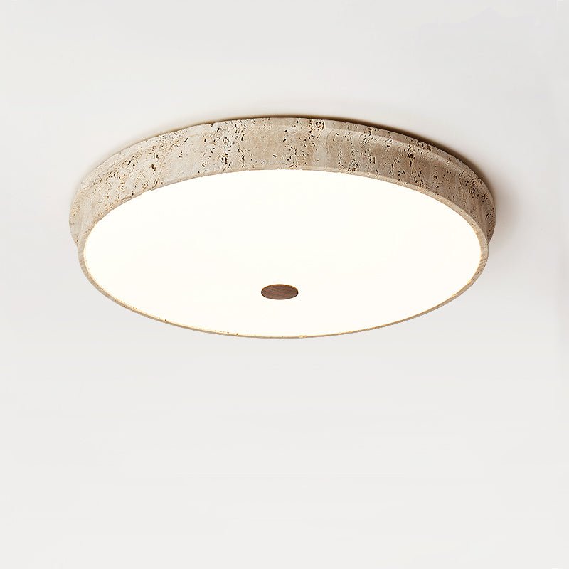 Plafonnier moderne Orell en pierre Travertin jaune et blanc