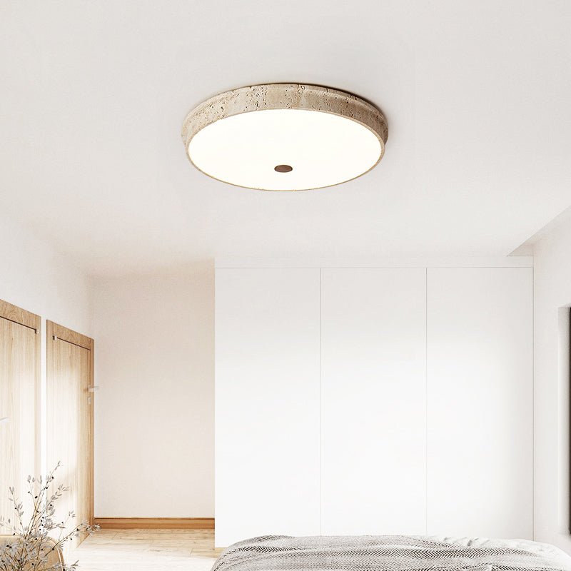 Plafonnier moderne Orell en pierre Travertin jaune et blanc