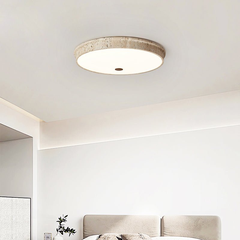 Plafonnier moderne Orell en pierre Travertin jaune et blanc