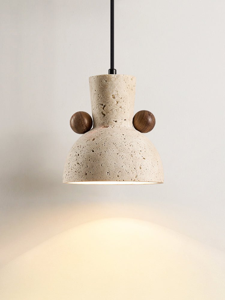 Suspension moderne Kyros en Noyer et travertin jaune