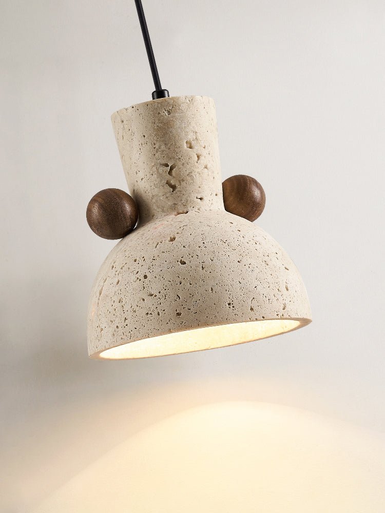 Suspension moderne Kyros en Noyer et travertin jaune