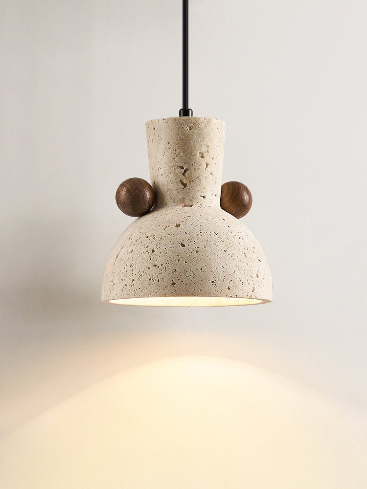 Suspension moderne Kyros en Noyer et travertin jaune