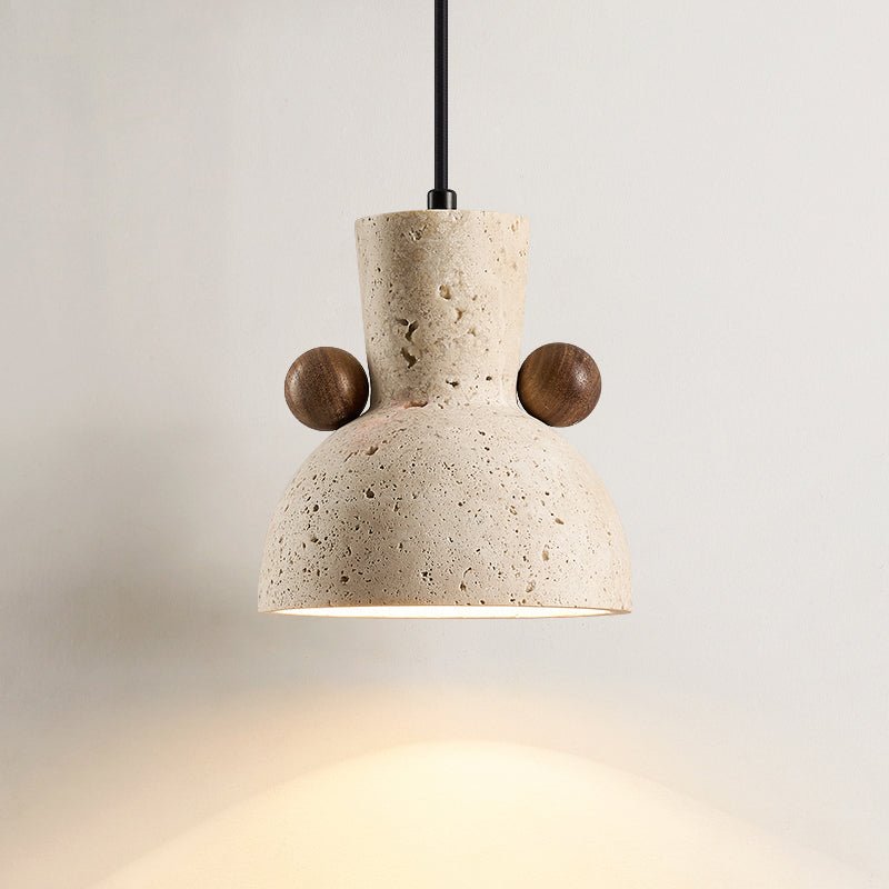 Suspension moderne Kyros en Noyer et travertin jaune