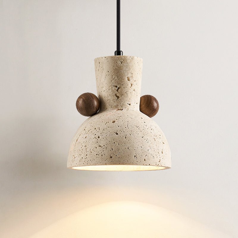 Suspension moderne Kyros en Noyer et travertin jaune