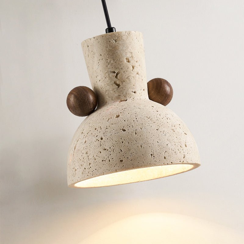 Suspension moderne Kyros en Noyer et travertin jaune