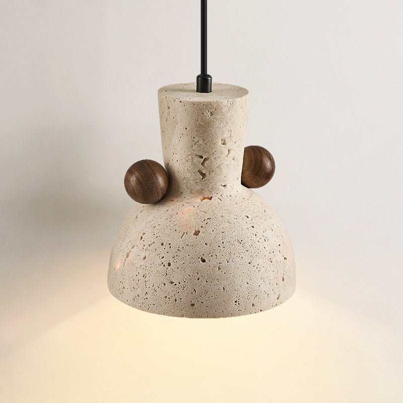 Suspension moderne Kyros en Noyer et travertin jaune