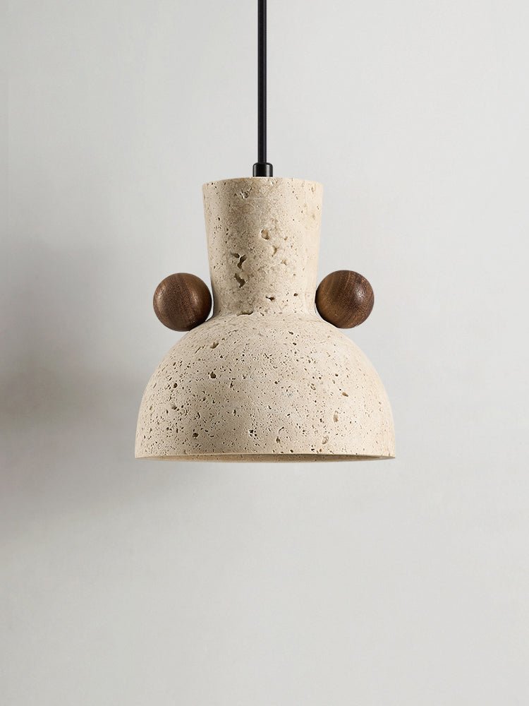 Suspension moderne Kyros en Noyer et travertin jaune