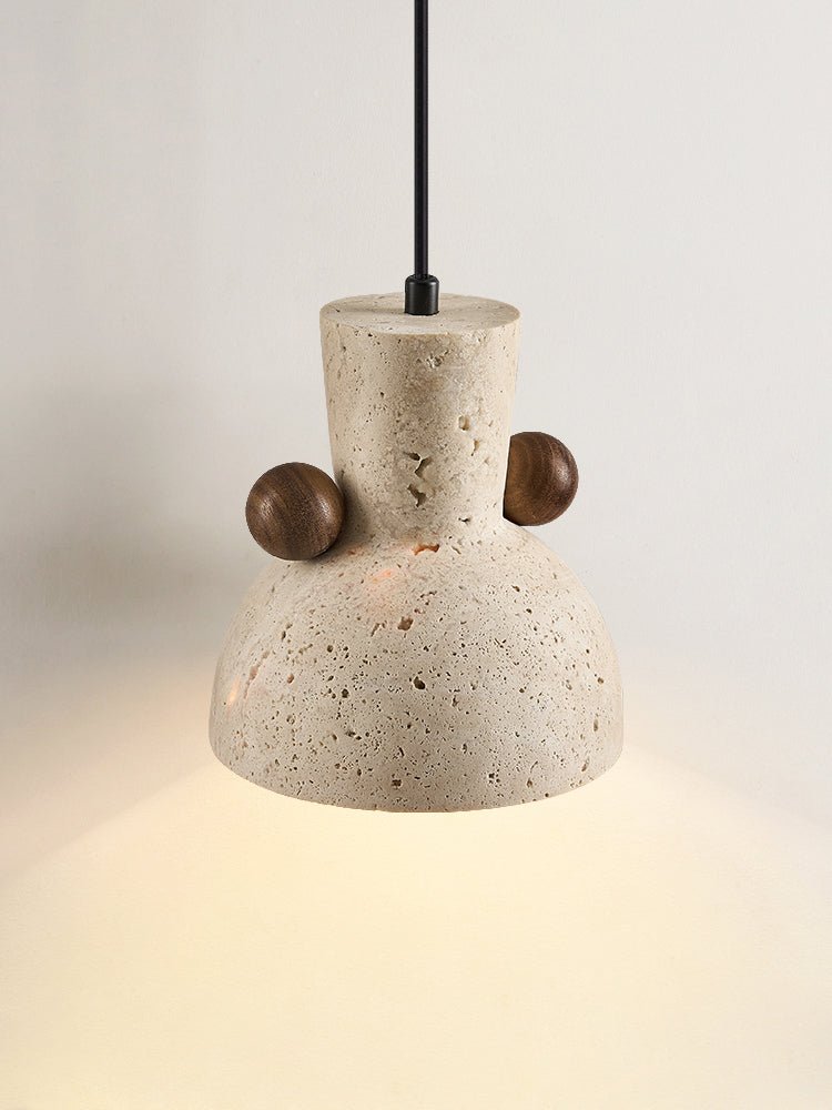 Suspension moderne Kyros en Noyer et travertin jaune