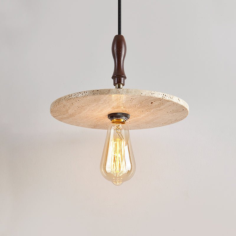 Suspension moderne Fridtjov en Travertin jaune et noyer