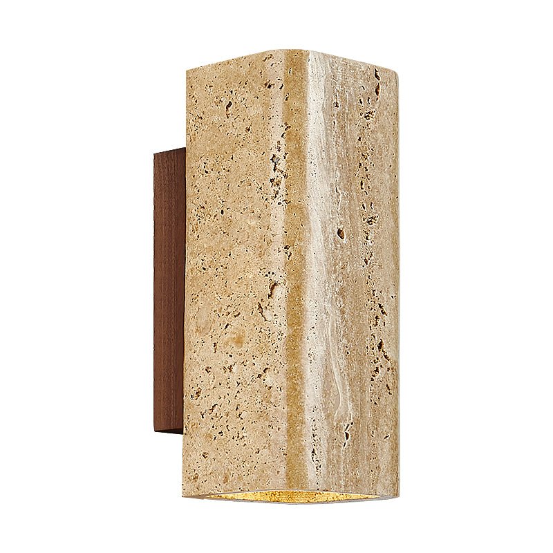 Applique murale moderne Roc en Noyer et travertin jaune