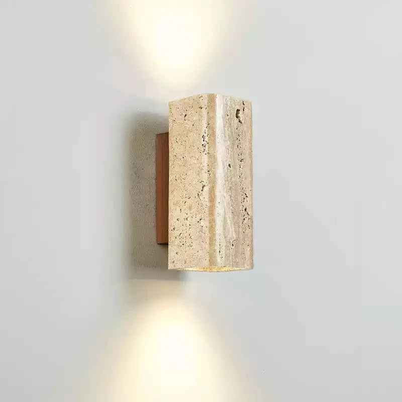 Applique murale moderne Roc en Noyer et travertin jaune