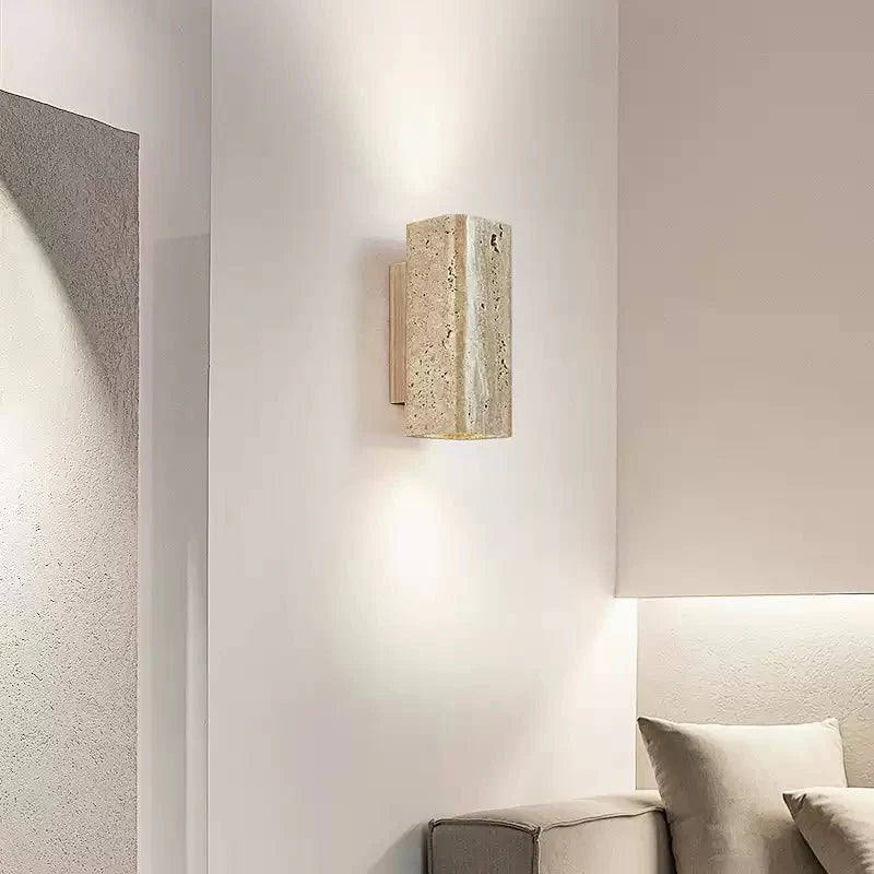 Applique murale moderne Roc en Noyer et travertin jaune