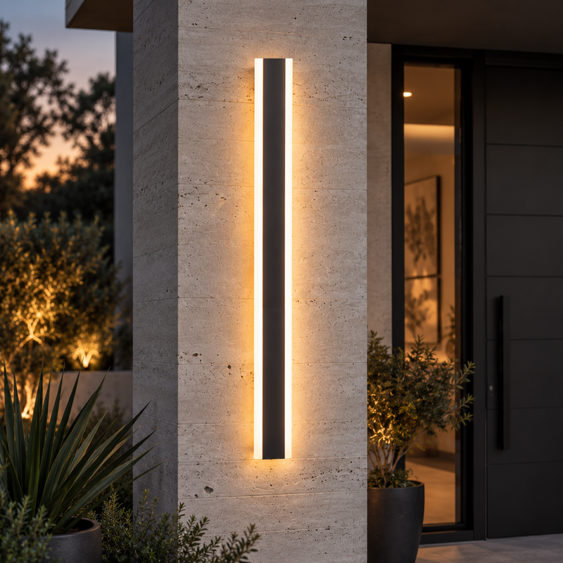 Black Linear LED Outdoor Wall Light, IP65, Dimmable, 3 Color Temperatures