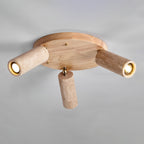 Plafonnier moderne Hoskuld en Noyer bois et travertin jaune