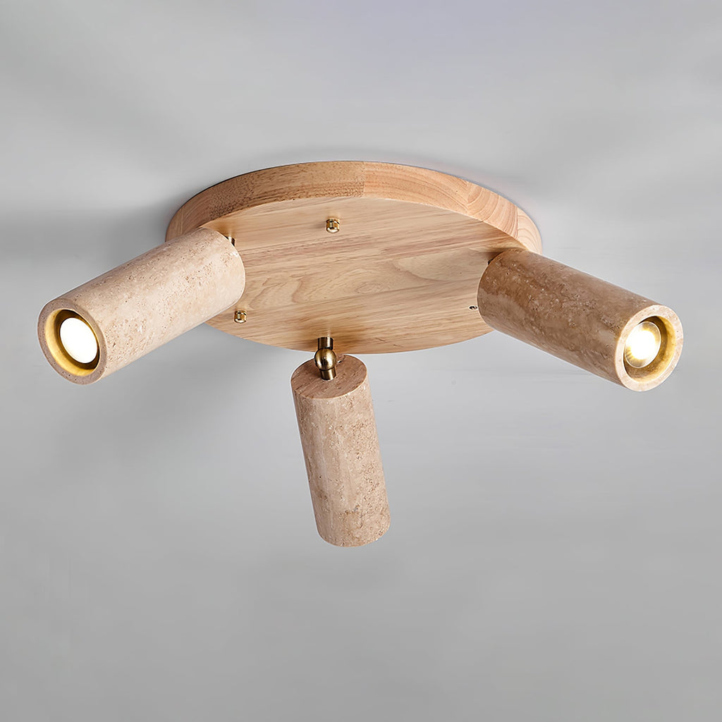 Plafonnier moderne Hoskuld en Bois et travertin jaune