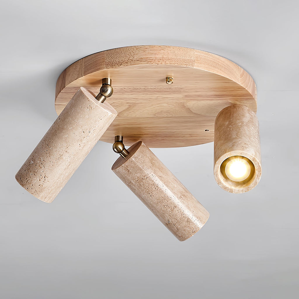 Plafonnier moderne Hoskuld en Bois et travertin jaune