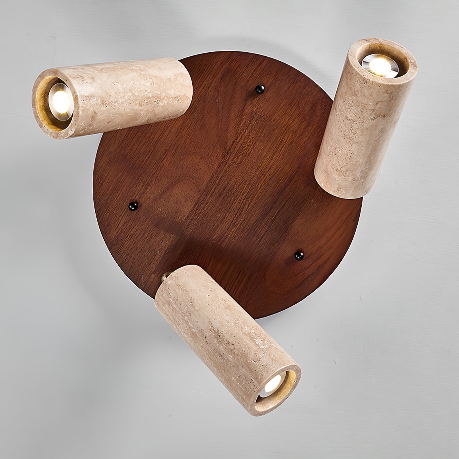 Plafonnier moderne Hoskuld en Noyer bois et travertin jaune