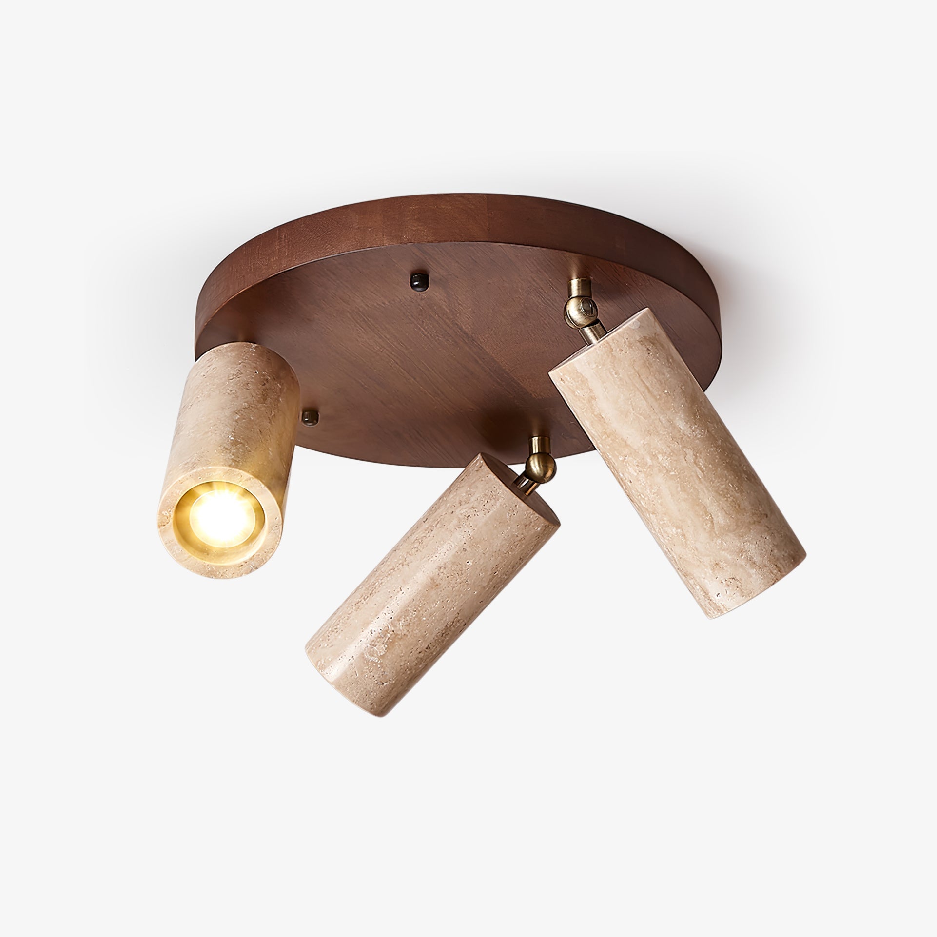 Plafonnier moderne Hoskuld en Bois et travertin jaune