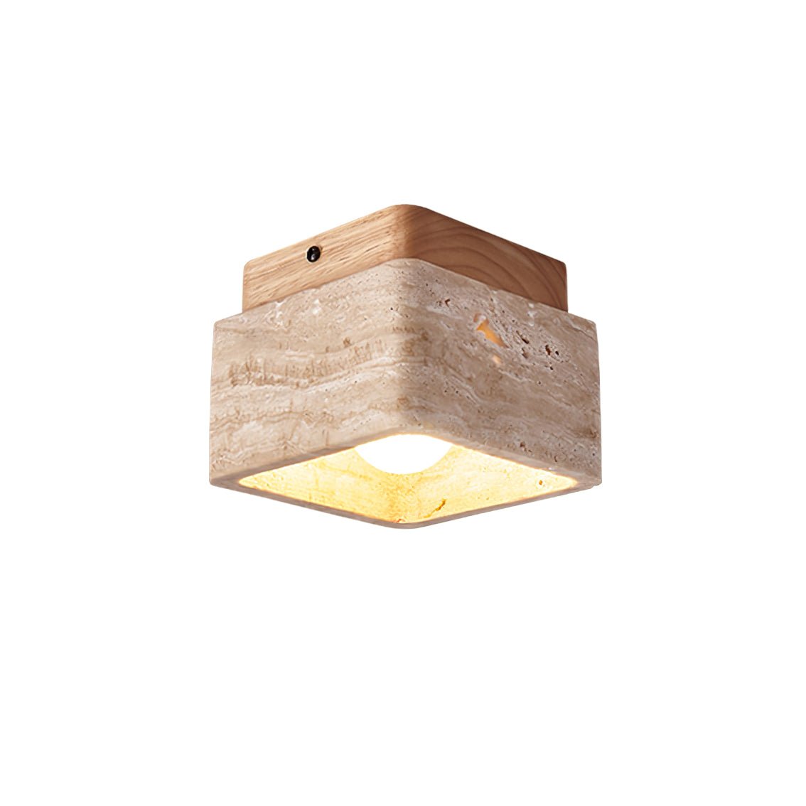 Plafonnier moderne Lin en Bois et travertin jaune