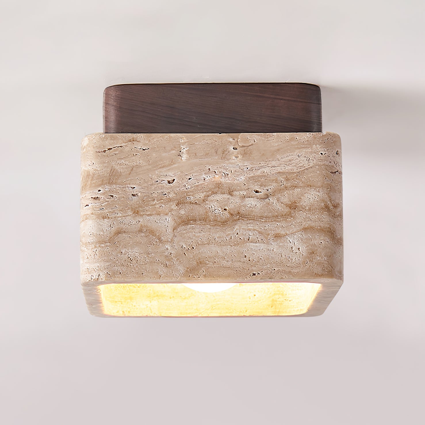 Plafonnier moderne Lin en Bois et travertin jaune