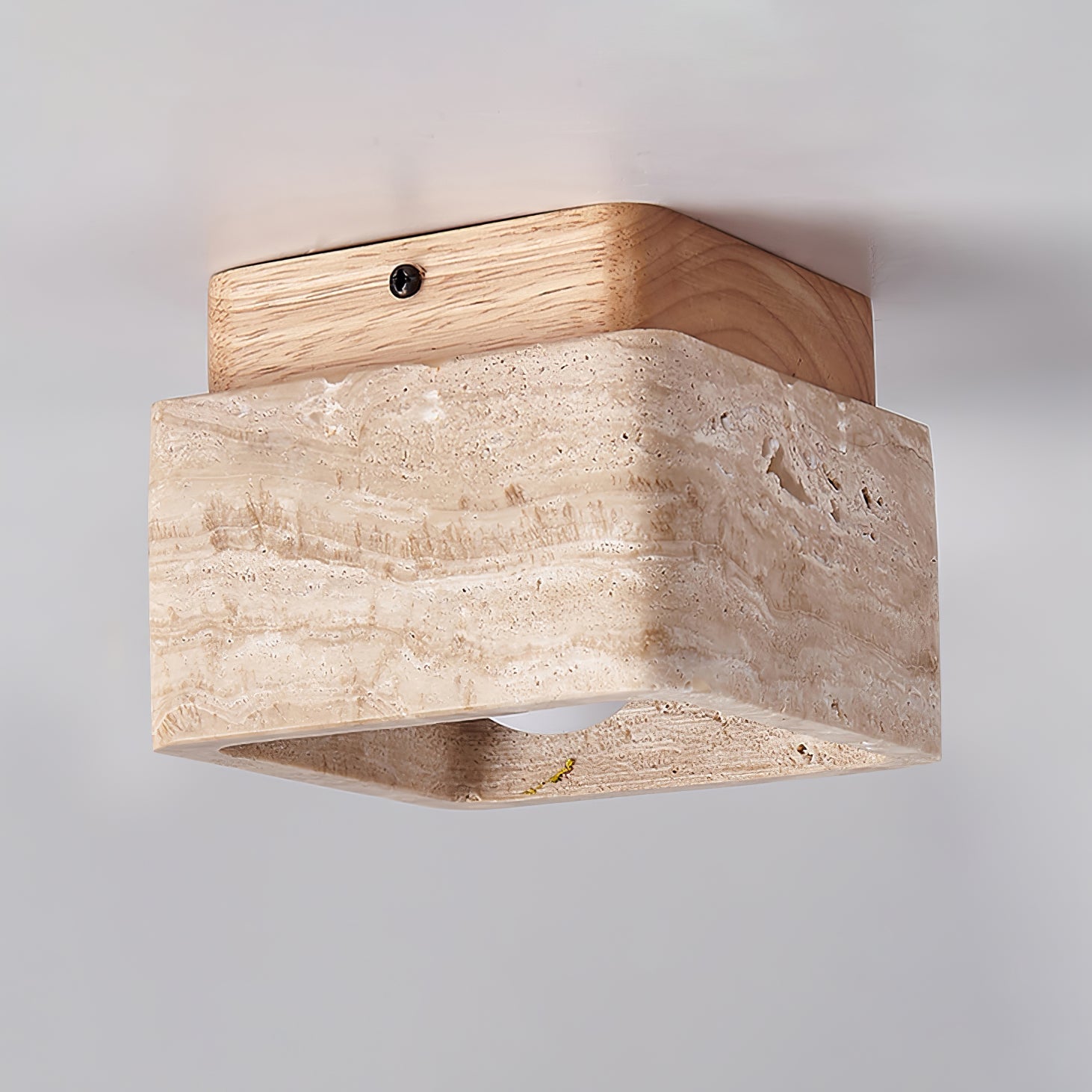 Plafonnier moderne Lin en Bois et travertin jaune