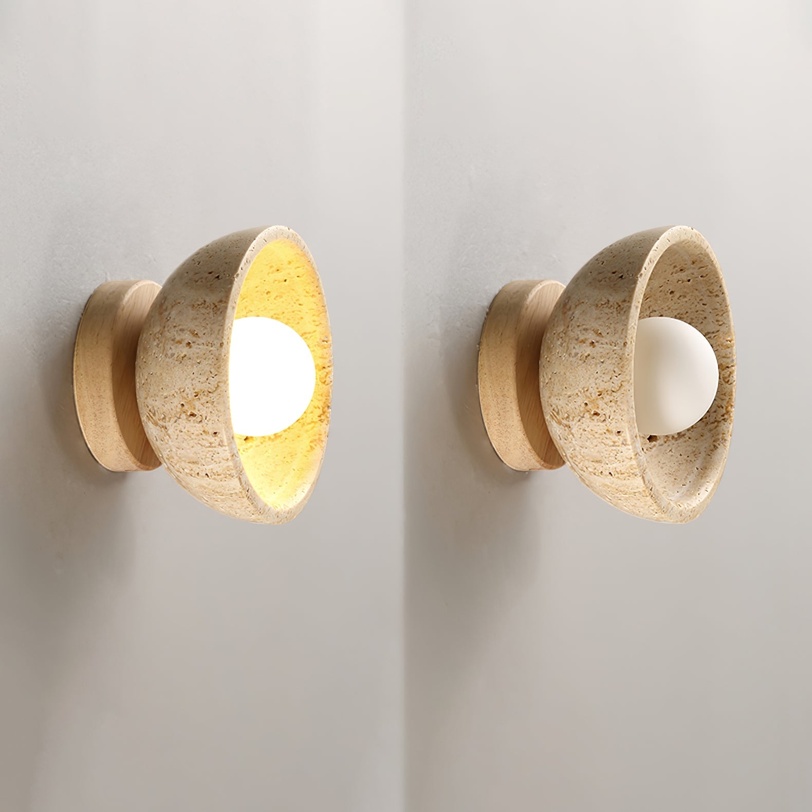 Applique murale moderne Sulev en Noyer et travertin jaune
