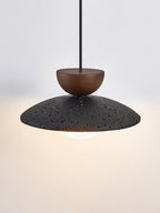 Suspension moderne Raine en Noir travertin et foncé noyer