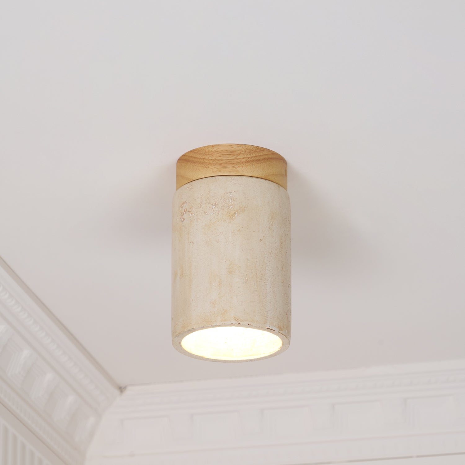 Plafonnier moderne Link en Travertin Bois