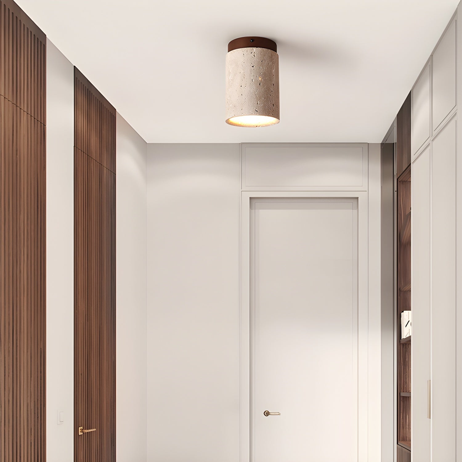 Plafonnier moderne Link en Travertin Noyer