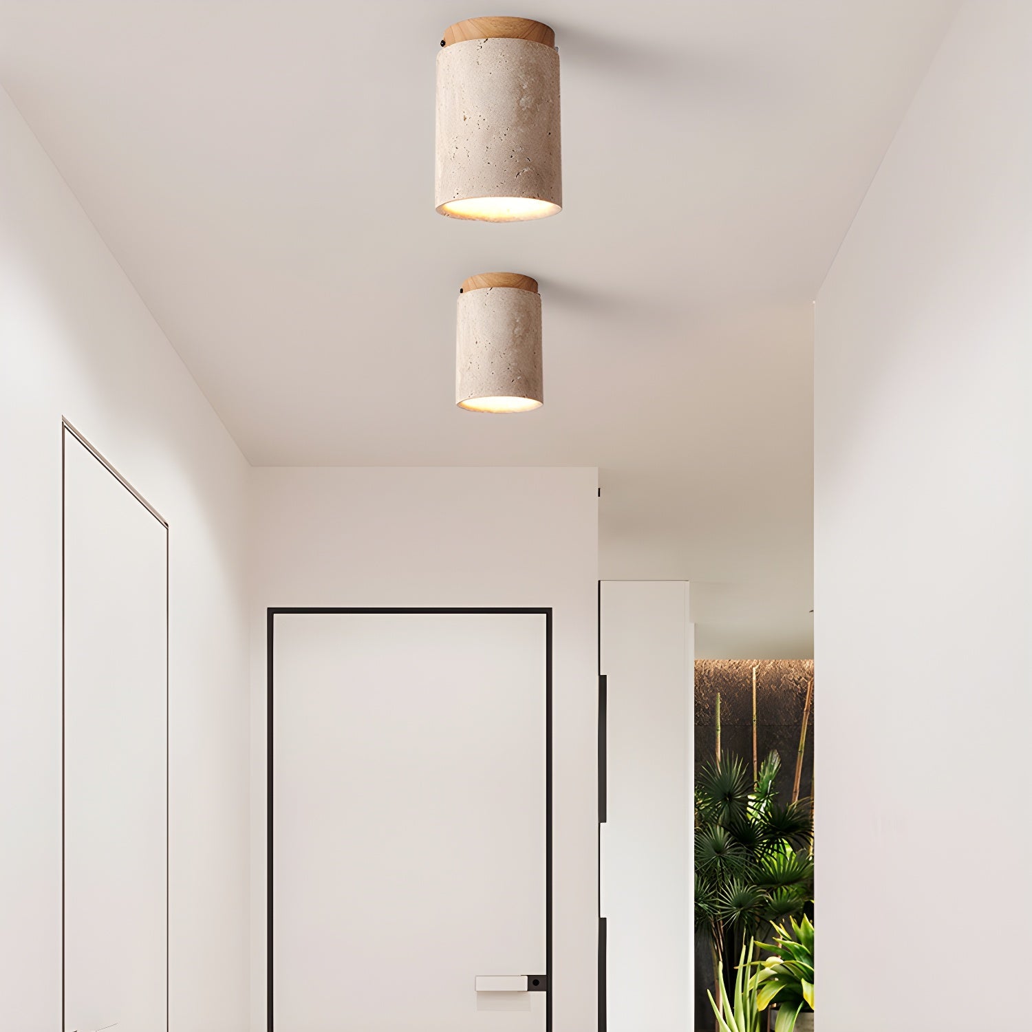 Plafonnier moderne Link en Travertin Noyer