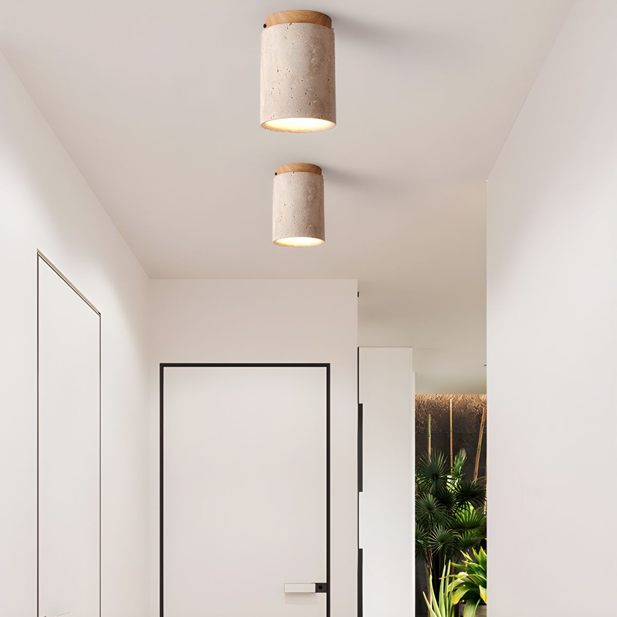 Plafonnier moderne Link en Travertin Bois