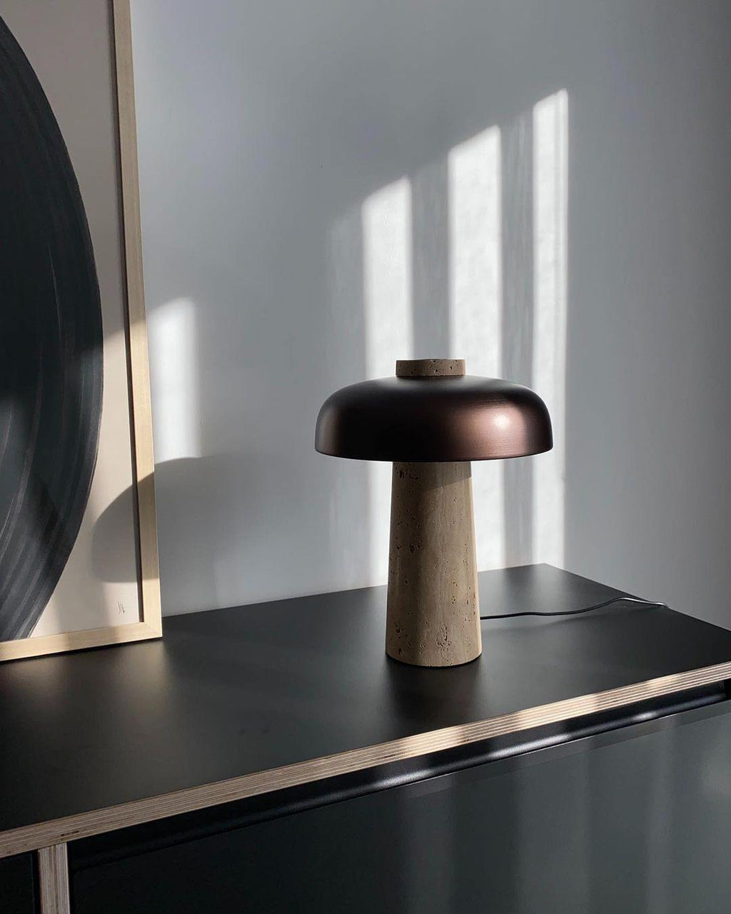 Lampe à poser moderne Jokum en Travertin jaune et blanc
