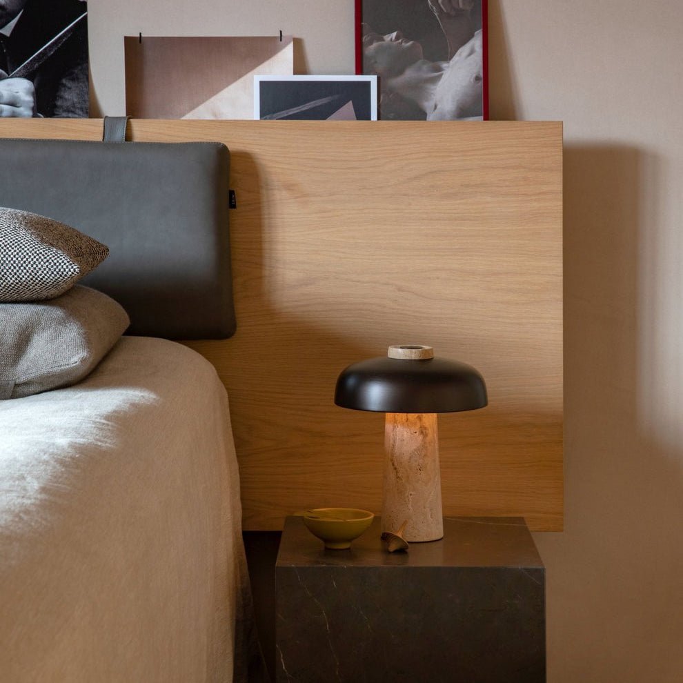 Lampe à poser moderne Jokum en Travertin jaune et blanc