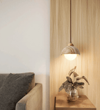 Suspension moderne Ola en Bois et travertin jaune