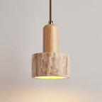 Suspension moderne Ola en Bois et travertin jaune