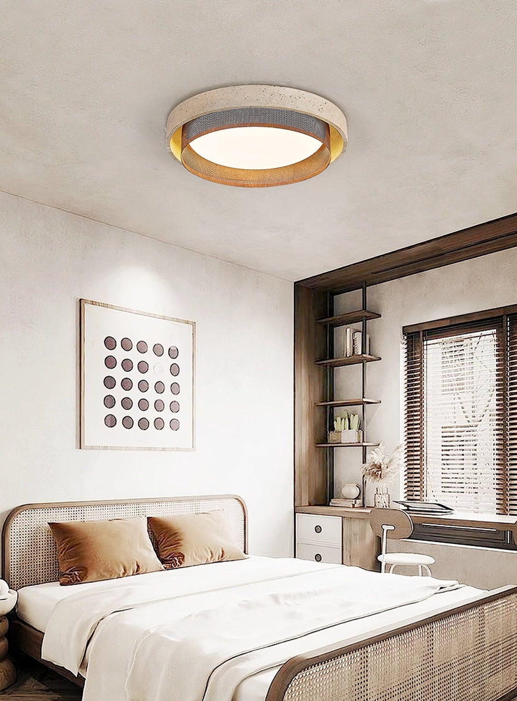 Plafonnier moderne Carlo en Travertin jaune et blanc