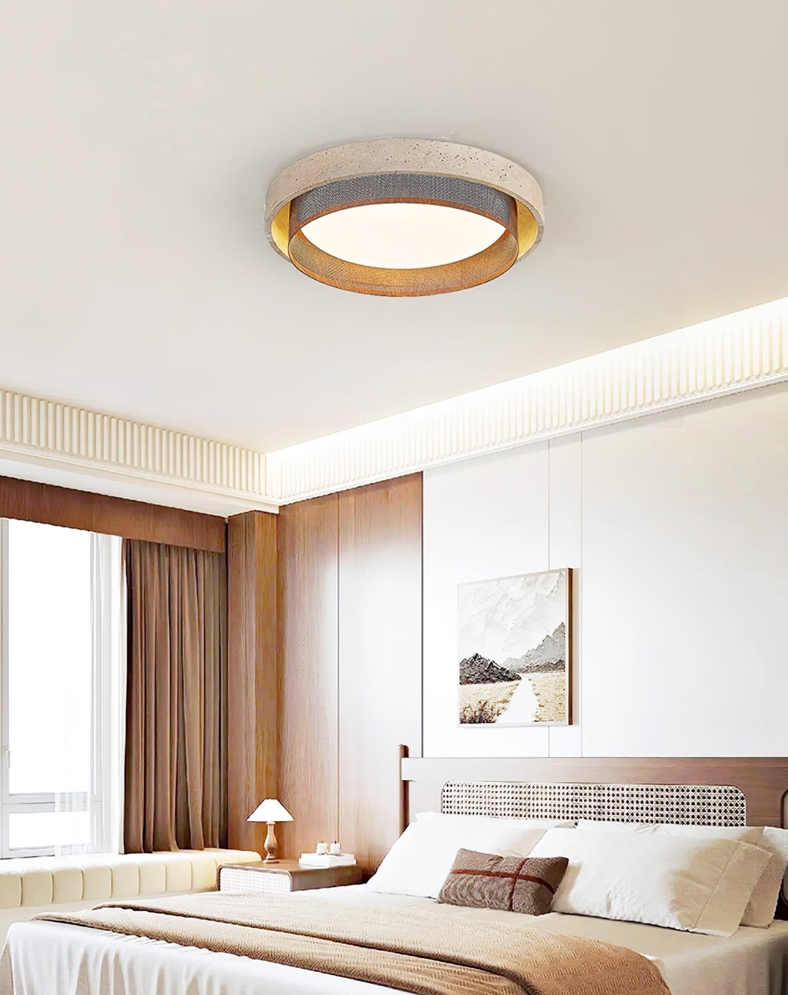 Plafonnier moderne Carlo en Travertin jaune et blanc